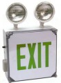 Wet Location Combo LED Exit/Emergency Light, Green/Battery Backup